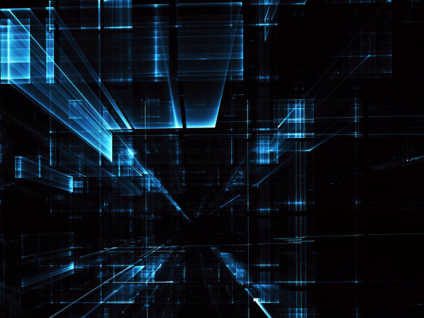 istock Abstract 3D fractal background, texture. Virtual Neon City 1080286994
