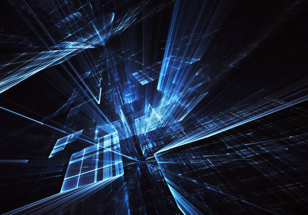 istock Abstract 3D fractal background, texture. Virtual Neon City 1080288064