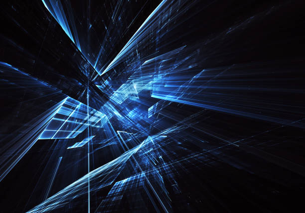 istock Abstract 3D fractal background, texture. Virtual Neon City 1080288082