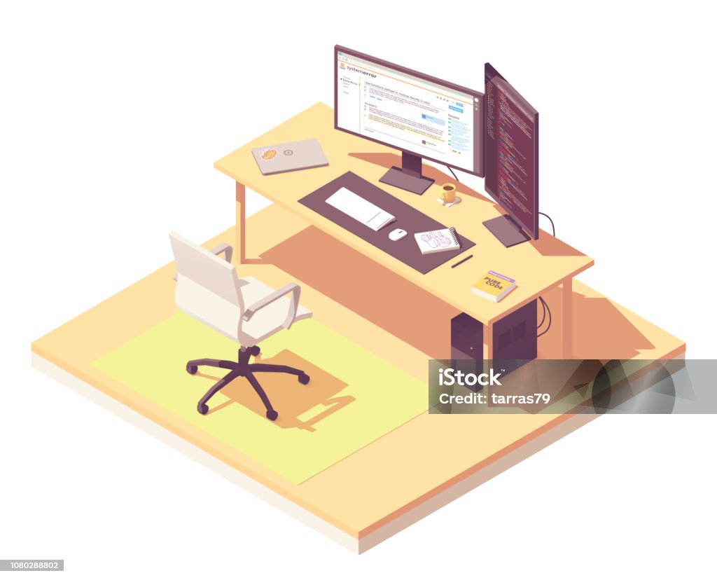 Vector Isometric Programmer Workplace Stock Illustration - Download ...