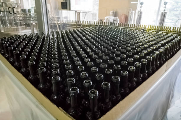 istock Bottling and sealing conveyor line at winery factory 1080290578