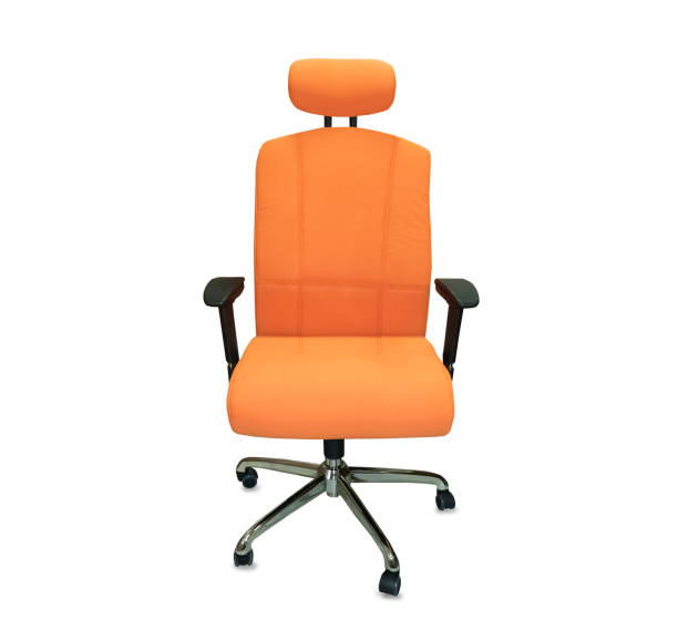 istock Modern office chair from orange cloth. Isolated 1080290592