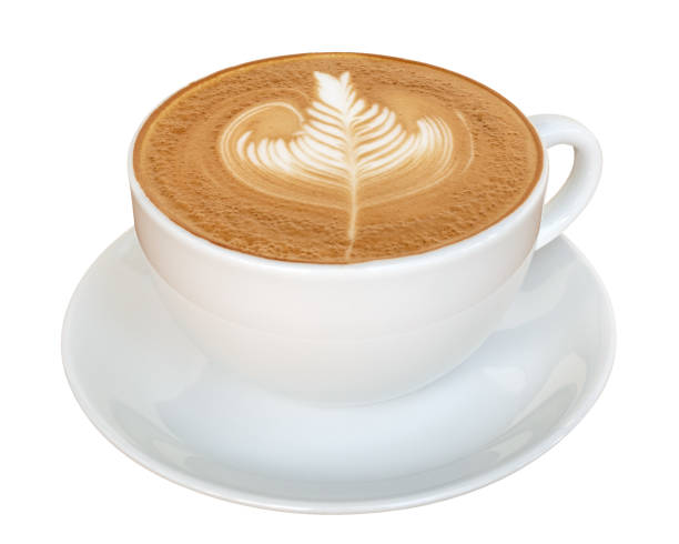 istock Coffee latte art flower shape, hot cappuccino isolated on white background, clipping path 1080291896