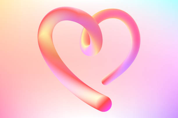 ilustraciones, imágenes clip art, dibujos animados e iconos de stock de bold colores pastel colorido 3d contorno corazón - heart shape valentines day vibrant color bright