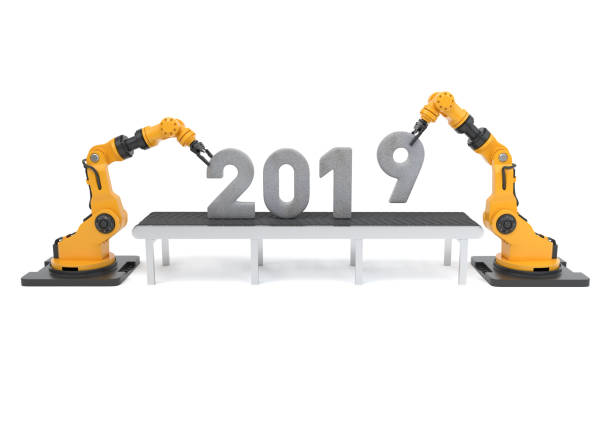 istock Robotic arm with 2019 new year number 1080301634
