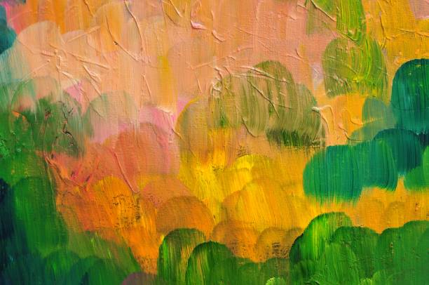 istock Abstract Art Background Orange Yellow  Green Pink Coral Olive 1080302588