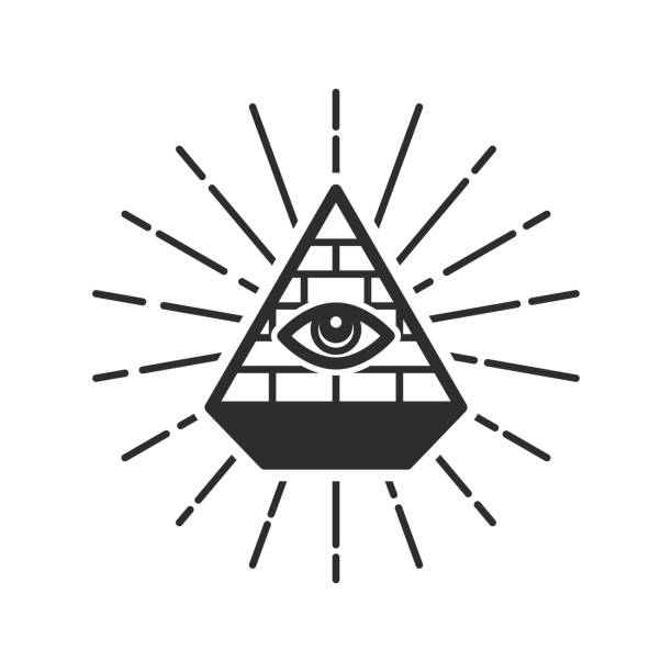 ilustrações de stock, clip art, desenhos animados e ícones de eye in a pyramid, illuminati symbols, masonic sign, all seeing eye - an all seeing eye