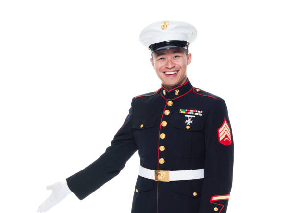 istock US Marine in uniform showing 1080305750