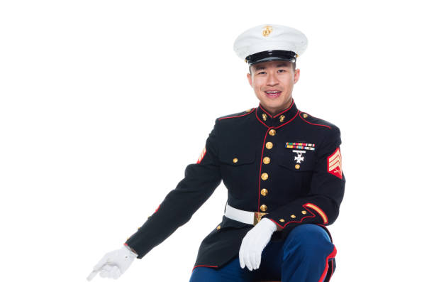 istock US Marine in uniform sitting on stool 1080306102