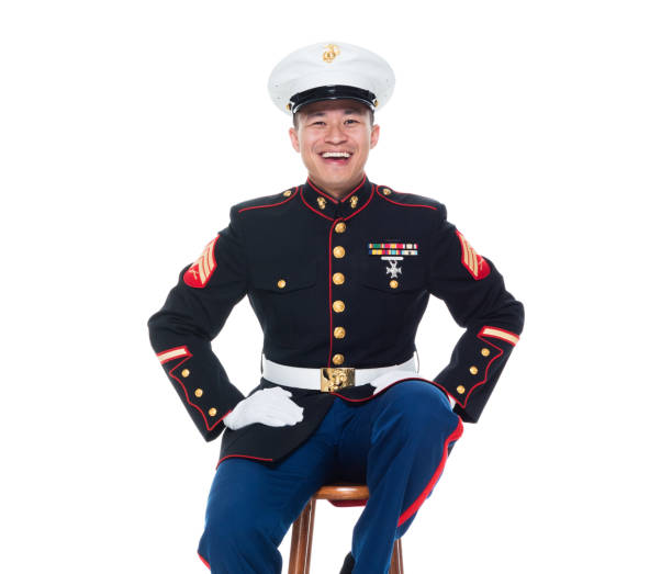 istock US Marine in uniform sitting on stool 1080306132