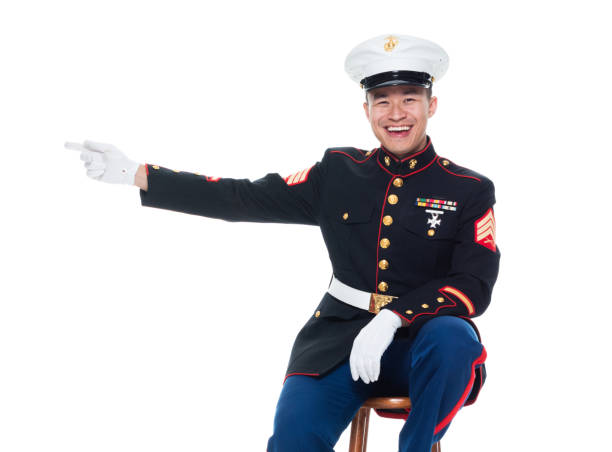 istock US Marine in uniform and pointing 1080306220