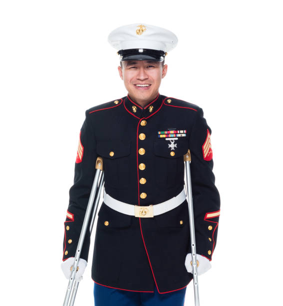 istock US Marine in uniform with cruches 1080306344