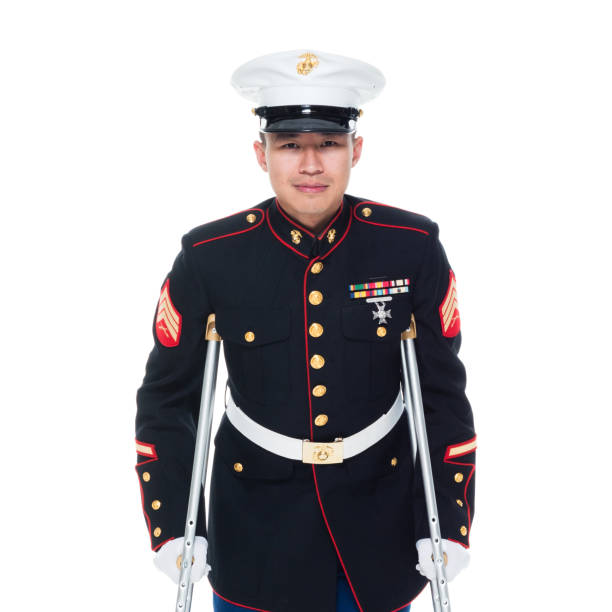 istock US Marine in uniform with cruches 1080306352
