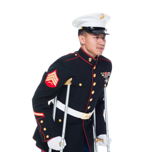 istock US Marine in uniform with cruches 1080306370
