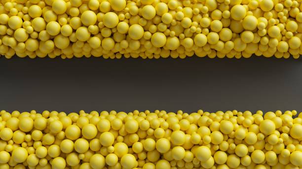istock 3d render, yellow balls, abstract background, pearls, beads assortment 1080308538
