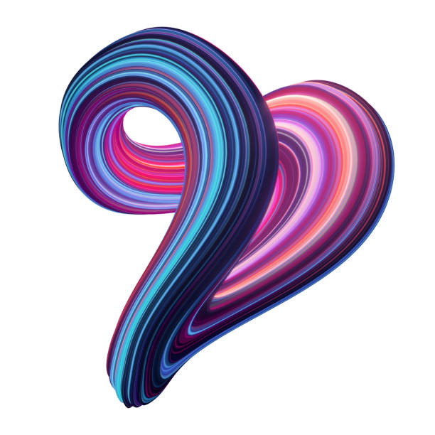 istock 3d render, abstract background, modern curved shape, loop, colorful lines, neon light, pink blue candy colors, distorted object isolated on white 1080308808