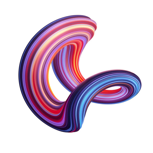 istock 3d render, abstract background, modern curved shape, loop, colorful lines, neon light, red blue candy colors, distorted object isolated on white 1080308866