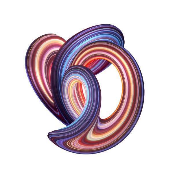 istock 3d render, abstract background, modern curved shape, loop, colorful lines, neon light, red blue candy colors, distorted object isolated on white 1080308948