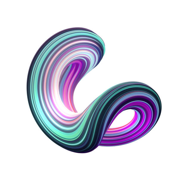 istock 3d render, abstract background, modern curved shape, loop, colorful lines, neon light, pink mint green candy colors, distorted object isolated on white 1080308988
