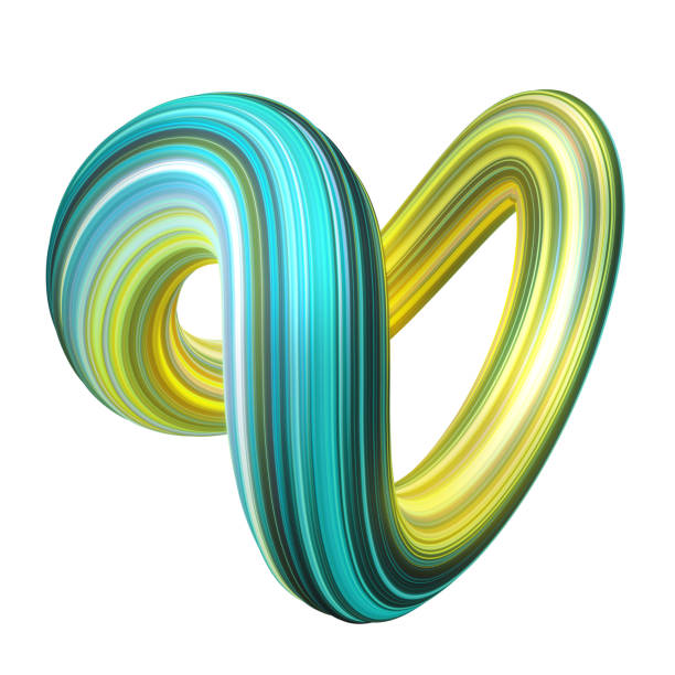istock 3d render, abstract background, modern curved shape, loop, colorful lines, neon light, yellow mint green candy colors, distorted object isolated on white 1080309076
