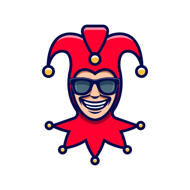 illustrations, cliparts, dessins animés et icônes de le joker qui rit dans les lunettes de soleil. icône de bouffon. logo de bouffon - jester clown harlequin bizarre