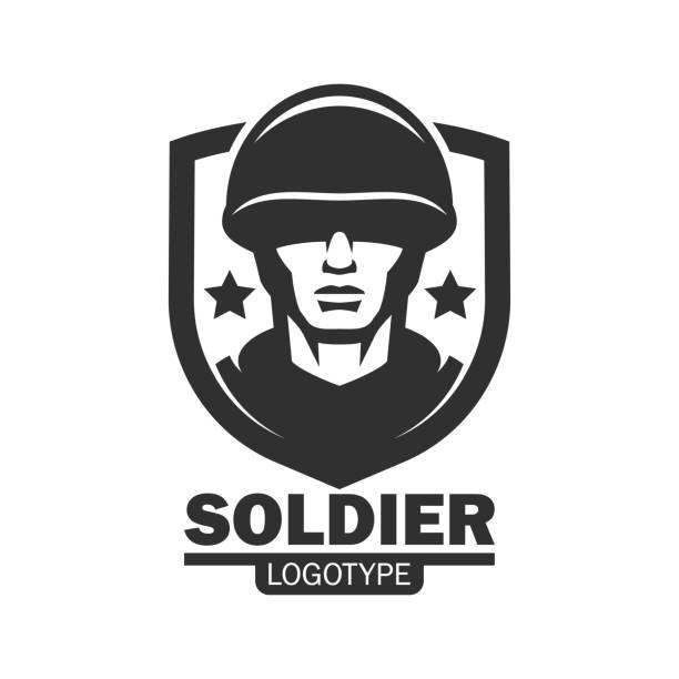 ilustraciones, imágenes clip art, dibujos animados e iconos de stock de soldado militar logo mascota la plantilla. soldado especial fuerza de icono de vector. mascota guerrero - casco militar