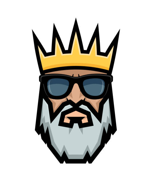 Bearded king wearing sunglasses. Emperor logo. Bearded king wearing sunglasses. Emperor logo. king royal person stock illustrations