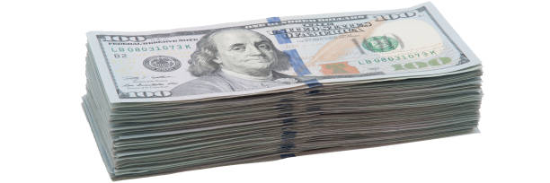 istock A large pack of one hundred American dollars bills on a white background. Isolated. 1080322406