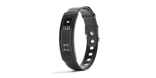Fitness tracker, smart watch, black, isolated on white background. 3d illustration Fitness and technology, healthy lifestyle. Fitness tracker, smart watch, black, isolated on white background. 3d illustration tracker stock pictures, royalty-free photos & images