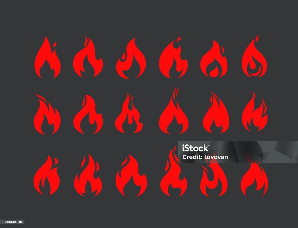 Basic Vector Flame Burning Flames Vector Set Vector Collection Stock Illustration ...