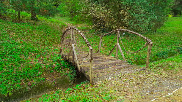 istock Wooden bridge over small river. 1080344966