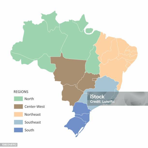 Map Of Brazil Stock Illustration - Download Image Now - Brazil, Map, North