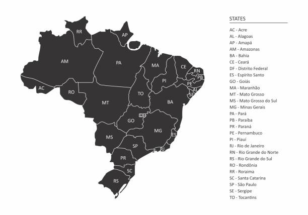 mapa brazylii - akronim stock illustrations