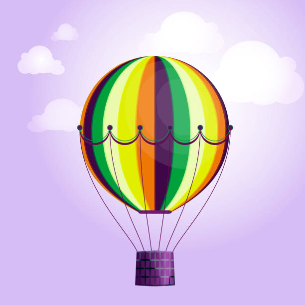 istock Large isolated bright colored balloon against the sky and clouds. Vector illustration. 1080350328