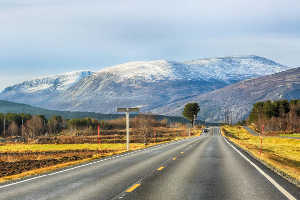 The road on the way to the town Oppdal The road on the way to the town Oppdal in Norway oppdal stock pictures, royalty-free photos & images