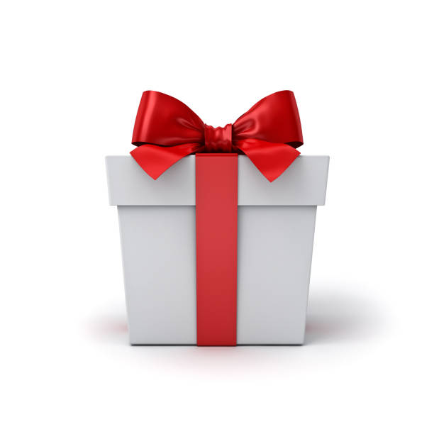 istock Gift box or Present box with red ribbon and bow isolated on white background with shadow 3D rendering 1080352882