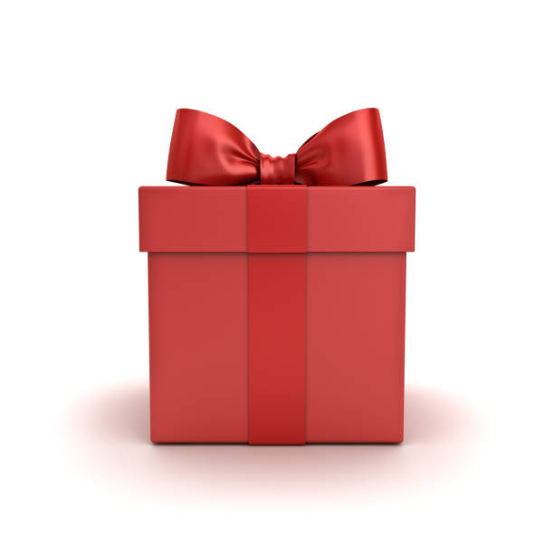 istock Red Gift Box or Present Box with red ribbon bow isolated on white background with shadow 3D rendering 1080352936
