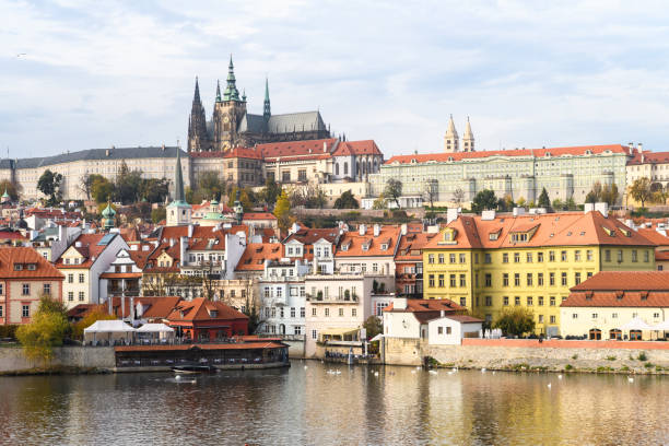 istock panoramic view of Prague river bank 1080353768