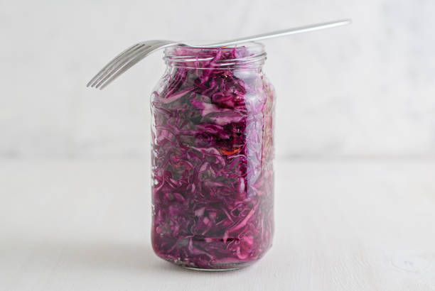 istock Jar with purple sauerkraut standing 1080359046