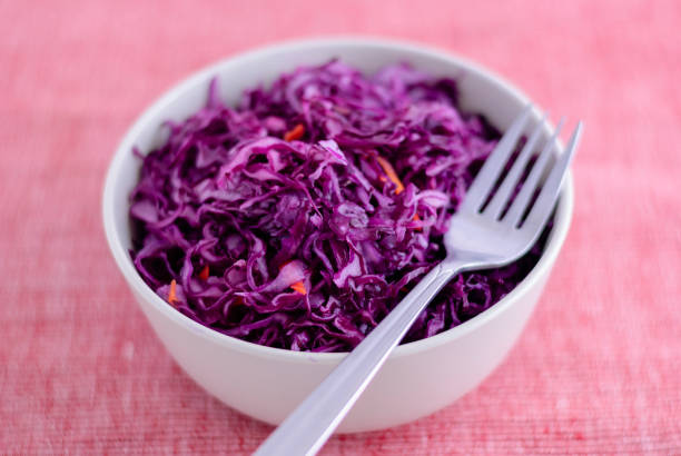istock Fork on bowl with purple sauerkraut 1080359052
