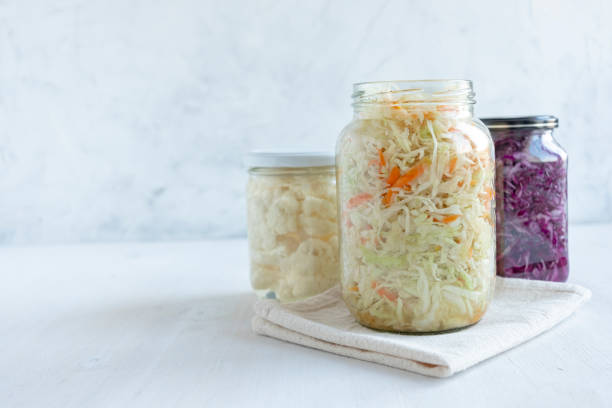 istock Napkin and jars with sauerkraut 1080359064
