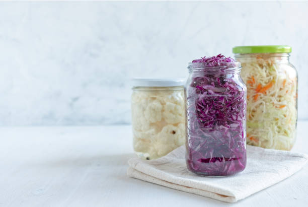 istock Jars with delicious sauerkraut 1080359072