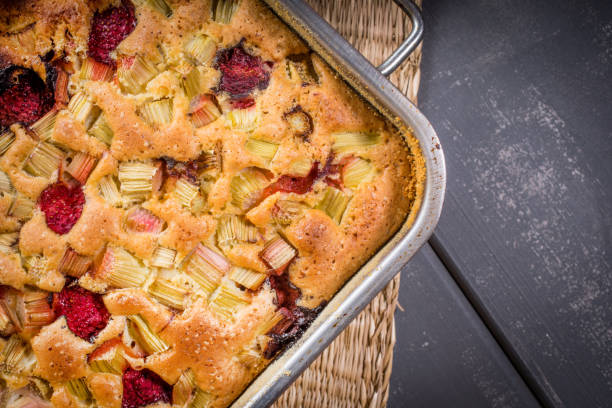 istock Rhubarb cake from the oven. 1080359178