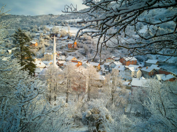 istock Nice view of the village through the trees 1080361924