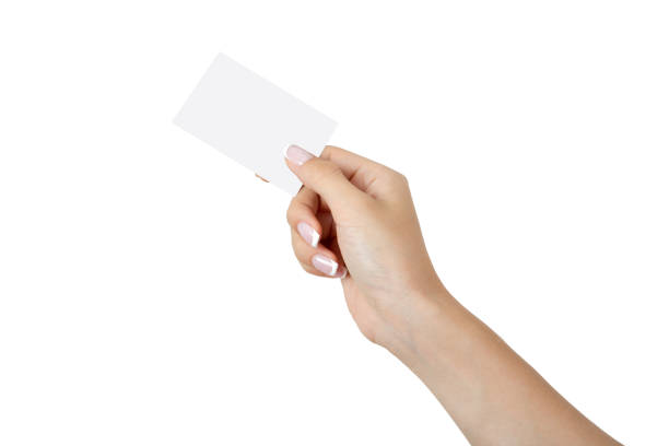 istock Blank business card in woman's hand 1080362770