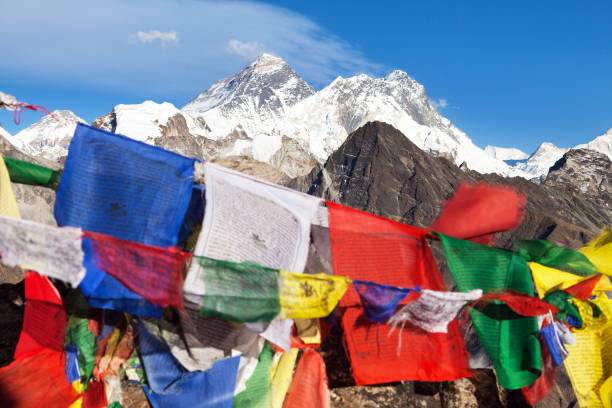 istock Mount Everest Lhotse buddhist prayer flags Himalayas 1080363212