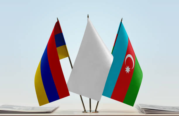 istock Flags of Armenia and Azerbaijan 1080366266