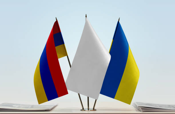 istock Flags of Armenia and Ukraine 1080368274