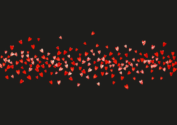 istock Heart frame background with gold glitter hearts. Valentines day. Vector confetti. Hand drawn texture. 1080371410