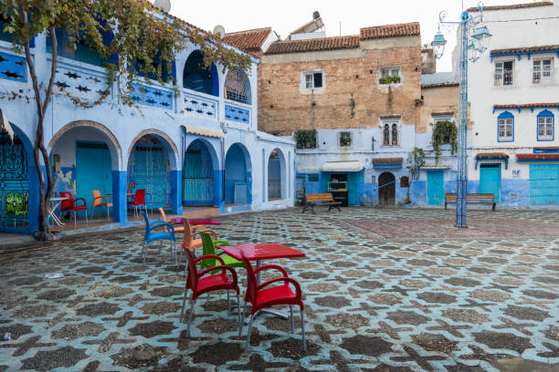 istock Small restaurant on a square in Chefchaouen in Morocco 1080371846